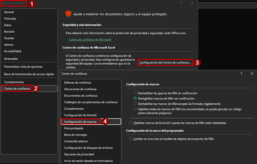 Configuración de macros en Excel para comprobar restricciones de IT