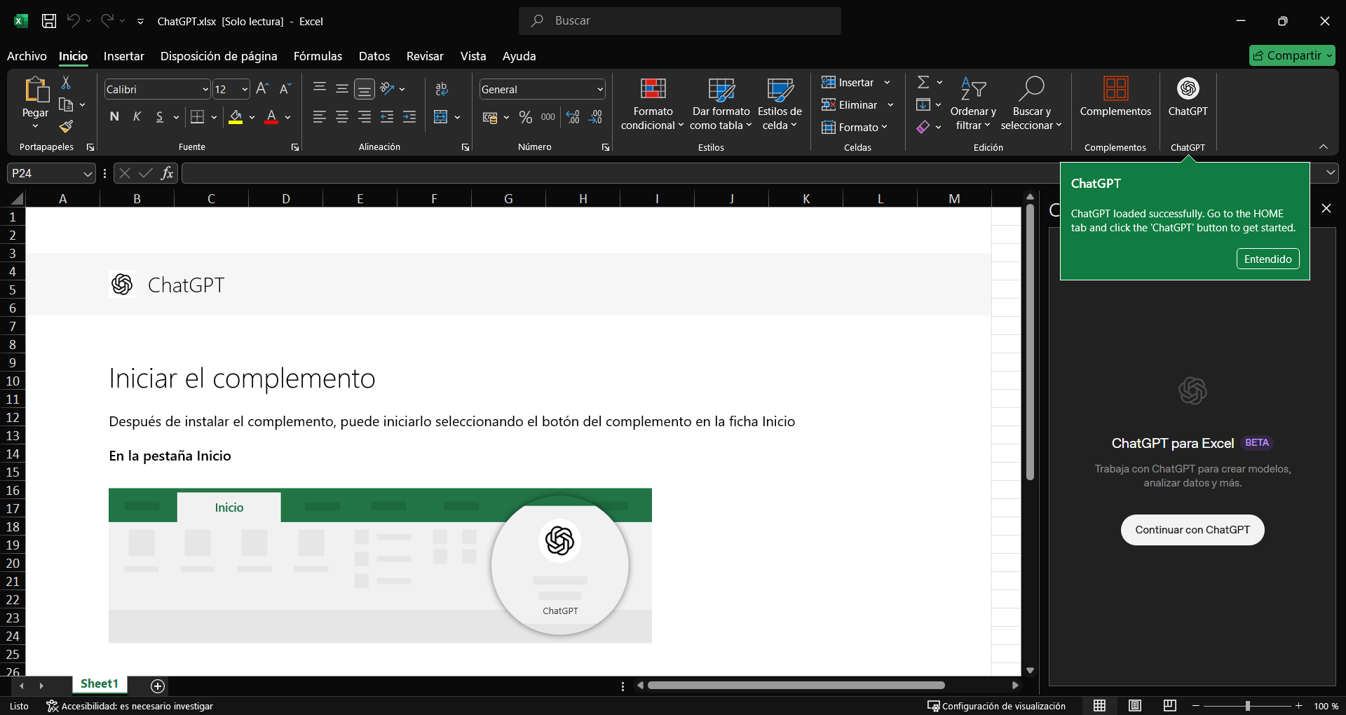 chatgpt excel