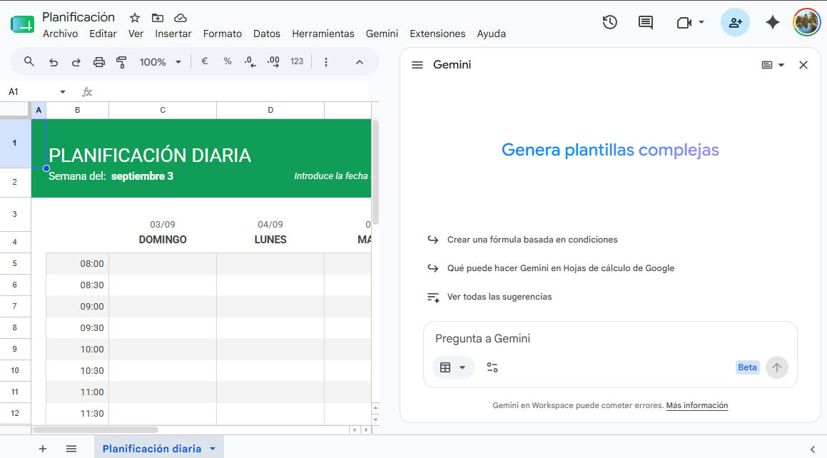 gemini google sheets automatizar