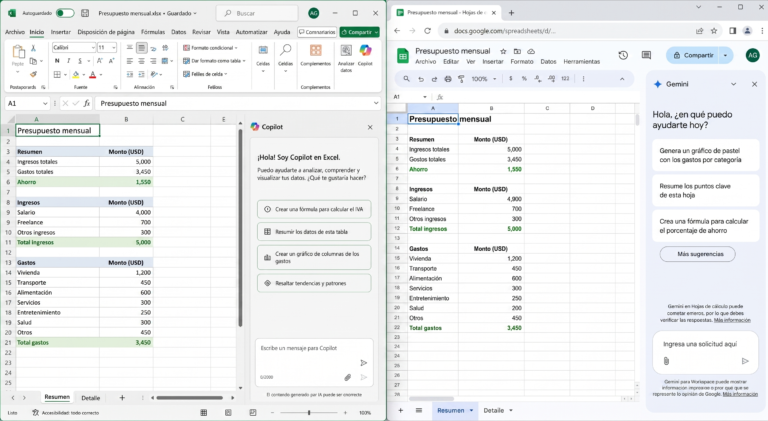 Excel con IA vs Google Sheets con IA: ¿cuál usar en tu trabajo?